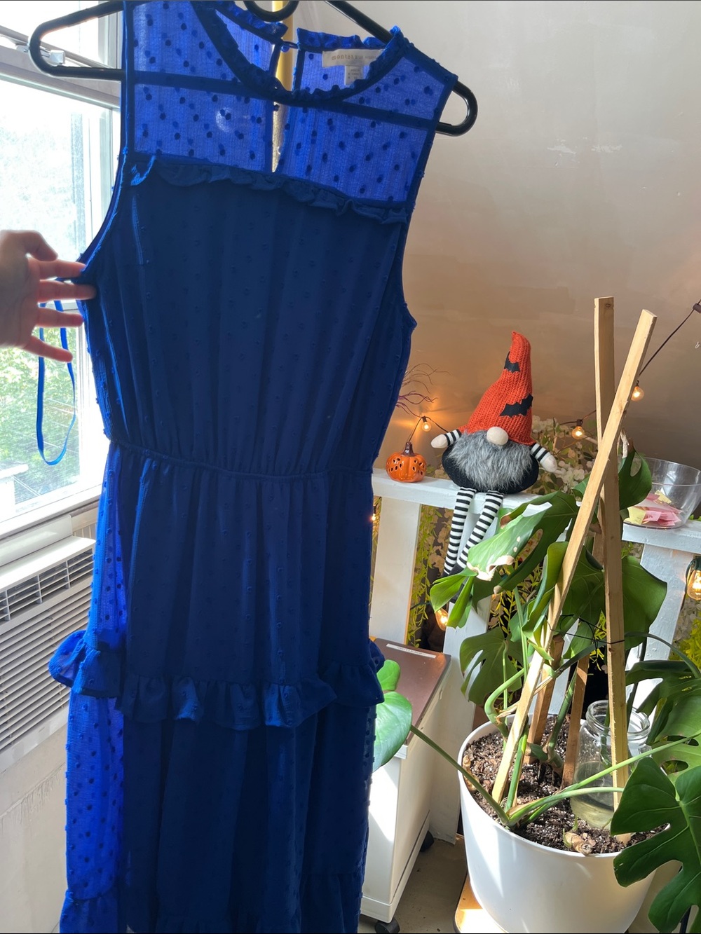 Monteau Royal Blue Sleeveless Ruffle Midi Dress